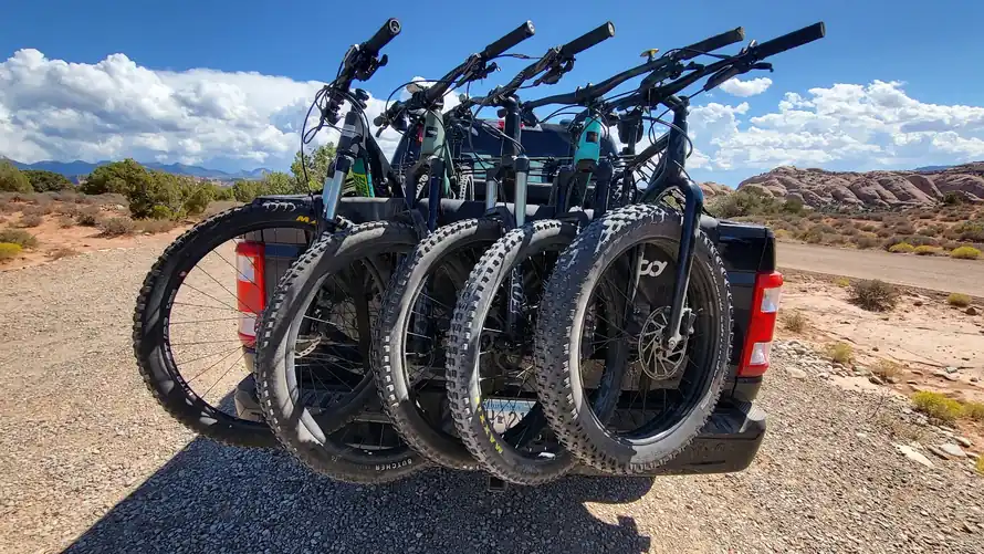 Bikes loaded on a truck in Moab — zenbike.com